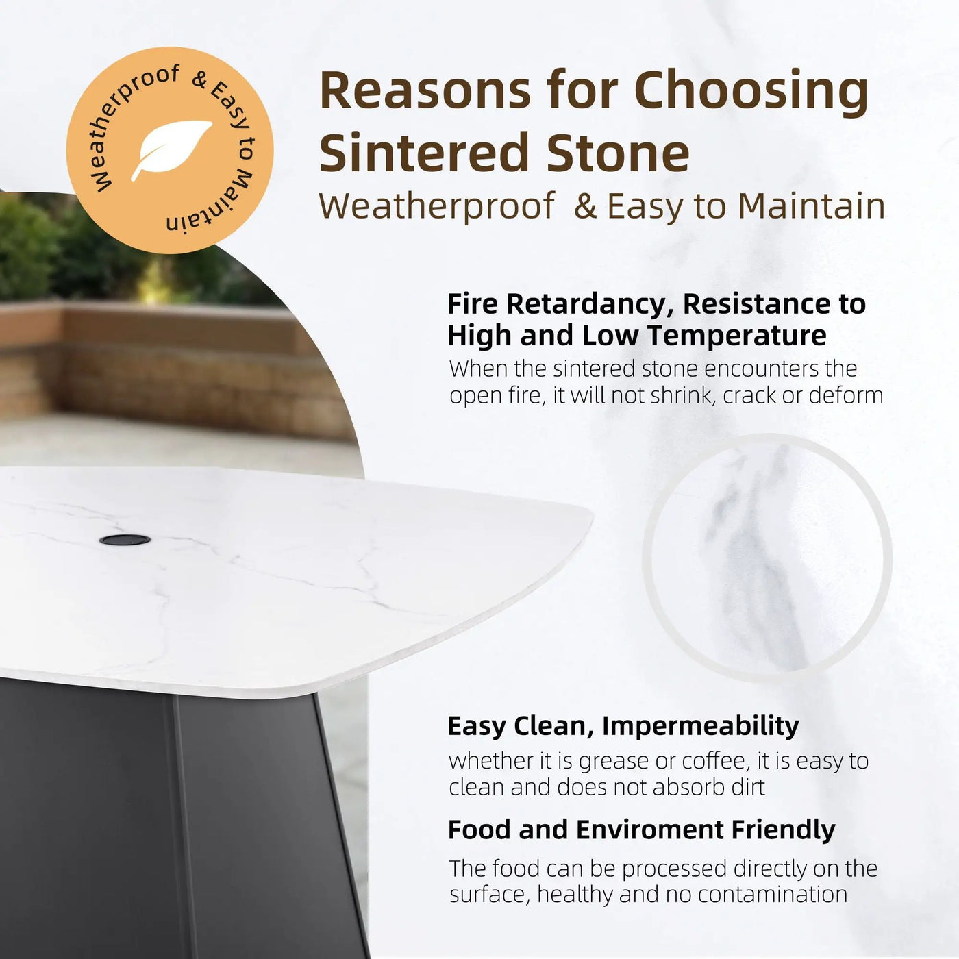 Outdoor Patio Dining Set, Squircle Dining Table, Dining Chairs With Sunbrella Cushions by Unique Piece Furniture