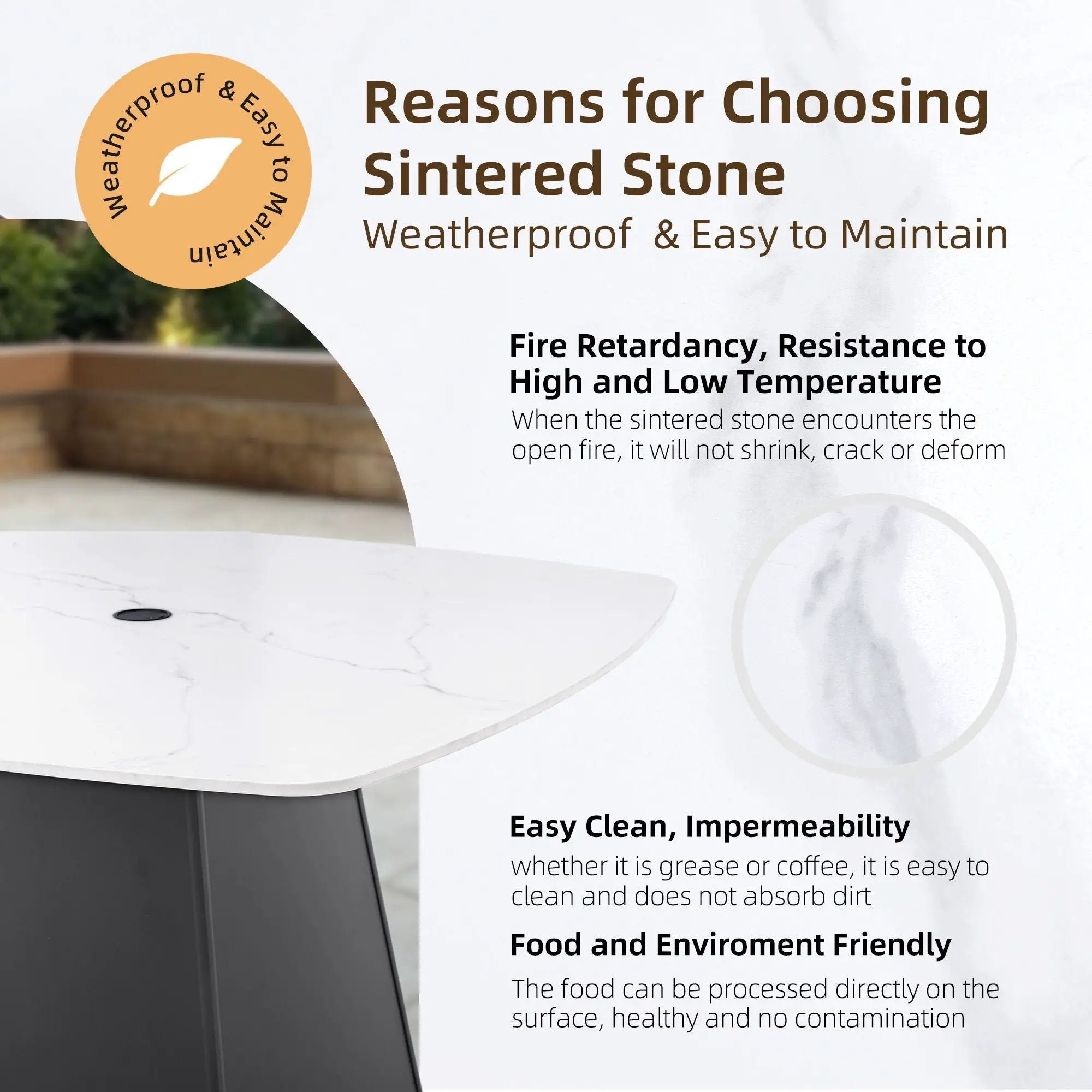 Outdoor Patio Dining Set, Squircle Dining Table, Dining Chairs With Sunbrella Cushions by Unique Piece Furniture