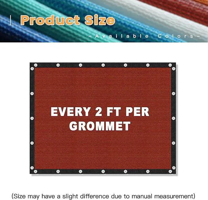 VICLLAX Shade Fabric Sun Shade Cloth with Every 2 FT Grommets for Patio Garden Pergola Cover Canopy 10x14 FT, Rust Red by GreenHaven Gardens