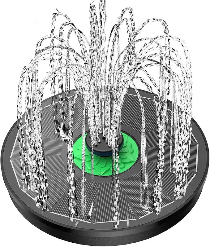 Solar Fountain Full Glass Panel No Battery, 3.5W Solar Bird Bath Fountains with 4 Fixed Rods & 7 Nozzles, Solar Fountain Pump for Bird Bath, Garden, Pond, Pool, Patio (Black Panel) by GreenHaven Gardens