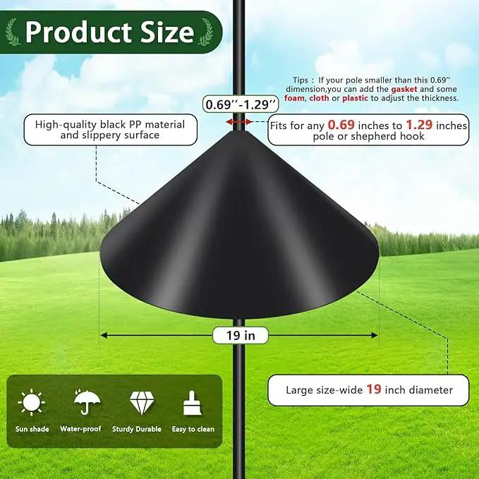 Gtongoko 19 Inch Squirrel Baffle for Bird Feeder Pole Squirrel Guards for Shepherds Hook Stopper for Bird Feeders Black 2 Pack by GreenHaven Gardens