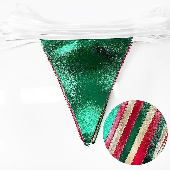 Christmas Party Decorations Triangle Pennant Banner Flag Red Green Gold Metallic Fabric Bunting Garland for Xmas Holiday Wedding Bridal Shower Birthday Bachelorette Graduation New Year Party Supplies by GreenHaven Gardens