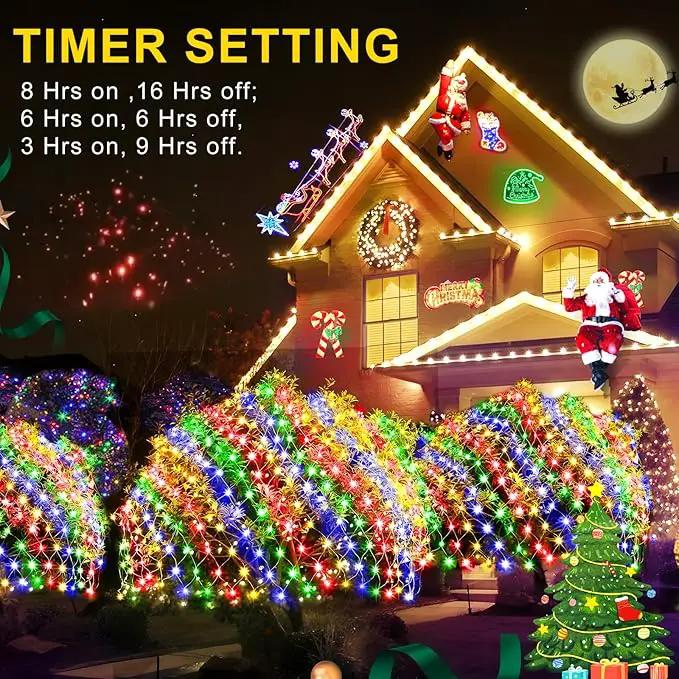 KNONEW Christmas Net Lights 360 LEDs 13ft x 9.8ft Outdoor Mesh Lights Connectable Waterproof 8 Modes & Timer Plug-in Net Fairy Lights for Bushes Garden Party Wedding Holiday,Multicolor by GreenHaven Gardens