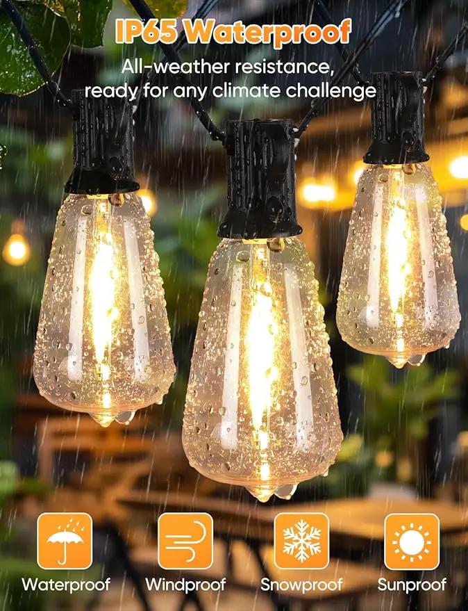 Brightever 120FT LED Outdoor String Lights with Remote, Patio Lights Outdoor Waterproof with 36+2 Shatterproof ST38 LED Bulbs, Dimmable Outside Hanging Light for Porch, Garden, Backyard, Cafe, 2700K by GreenHaven Gardens