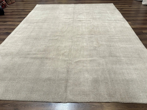 Tibetan Rug 8x10 Taupe Handmade Wool Modern Contemporary Carpet, photo 2 of 13