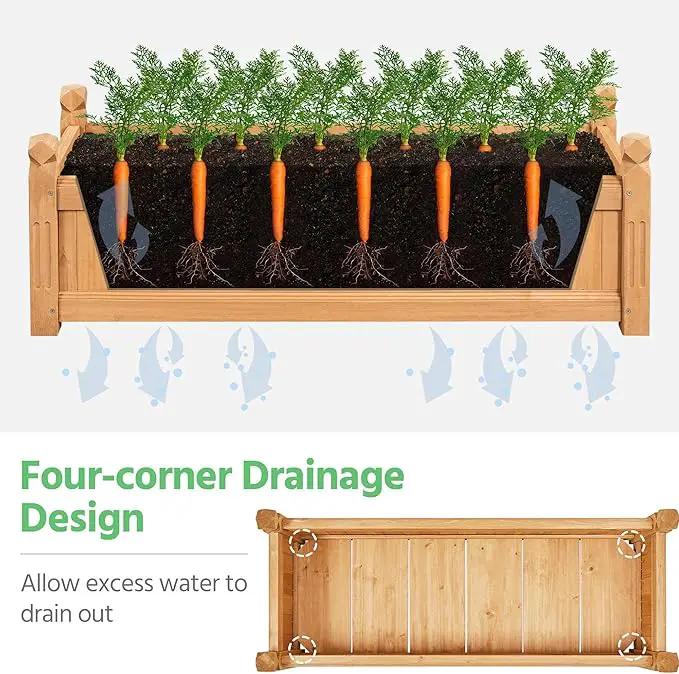 Yaheetech 43.5″ L × 16″ W × 14″ H Wooden Raised Garden Bed, Horticulture Rectangular Garden Planter Outdoor, Raised Planter Box for Patio/Yard/Greenhouse Vegetable/Flower/Herbs, Light Brown,2pcs by GreenHaven Gardens