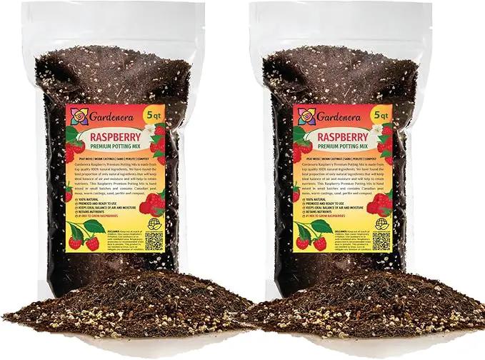Premium Raspberry Potting Soil Mix - Optimal Blend for Thriving and Juicy Berries - 10 Quart by GreenHaven Gardens