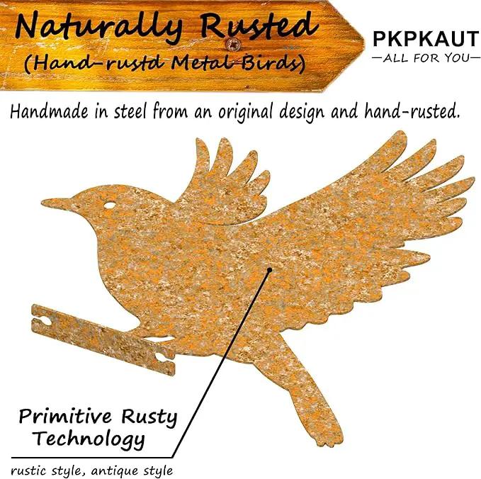 5Pcs Metal Birds Robin Fence Decorations Outdoor Yard Art, Rusty Birds Fence Art Outdoor and Garden, Metal Bird Silhouette Craft Statue Ornaments Fence Topper Decor by GreenHaven Gardens