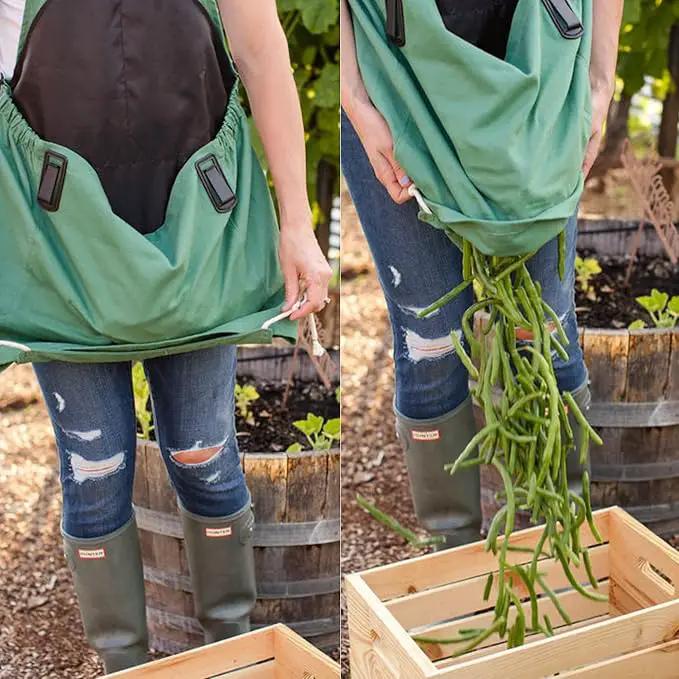 Roo Gardening Apron with Pockets & Harvesting, Picking Pouch - Adjustable, Water-resistant, Washable Canvas Cotton by GreenHaven Gardens