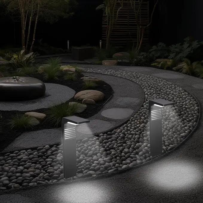 Techko Outdoor Solar L-Shaped Path Lights (2-Pack), Modern Minimal Design, Waterproof IP65, Garden Lights for Landscape, Yard, Walkway, Pathway,Matte Black by GreenHaven Gardens