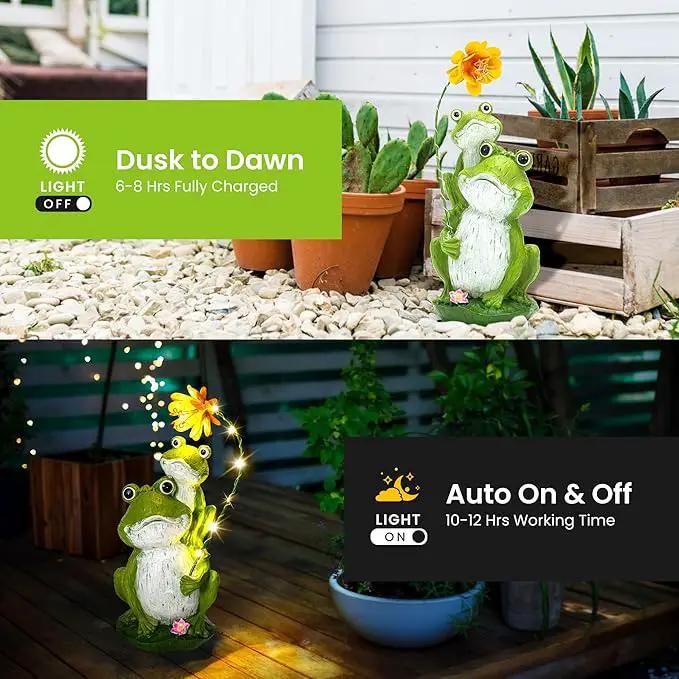 GIGALUMI Solar Garden Statues Loving Frog Garden Decor Figurine Lights for Outside, Yard Decorations Outdoor Patio Decor, Gardening Gifts for Women by GreenHaven Gardens
