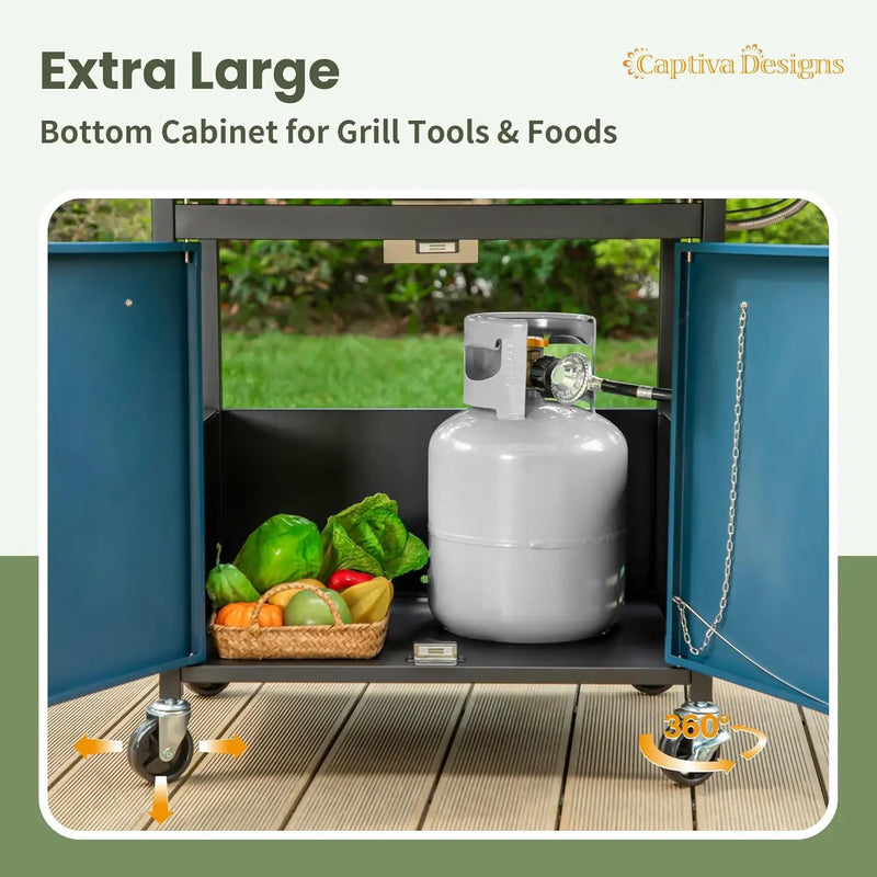 Captiva Designs 4-Burner Propane Gas BBQ Grill with Side Burner & Porcelain-Enameled Cast Iron Grates, 42,000 BTU Output Barbeque Grill for Outdoor Cooking Kitchen and Patio Backyard Barbecue, Blue by GreenHaven Gardens
