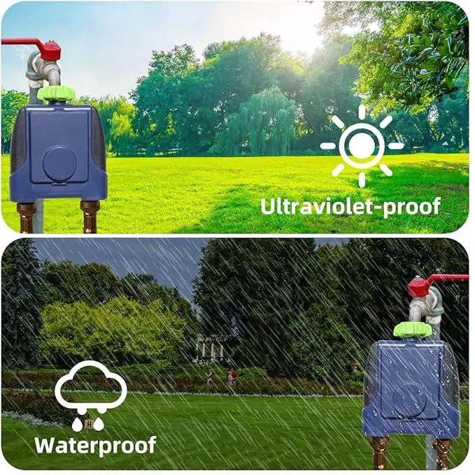 2 Outlet Garden Automatic Water Timer Digital Electronic Solenoid Valve Sprinkler Timer Waterproof Controller System Blue by GreenHaven Gardens