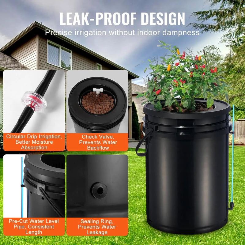 VEVOR DWC Hydroponics Grow System, Hydroponic Growing System with Top Drip Kit, Deep Water Culture 5-Gallon 2 Buckets, with Air Pump, Air Stones and Water Level Device for Leafy Vegetables by GreenHaven Gardens
