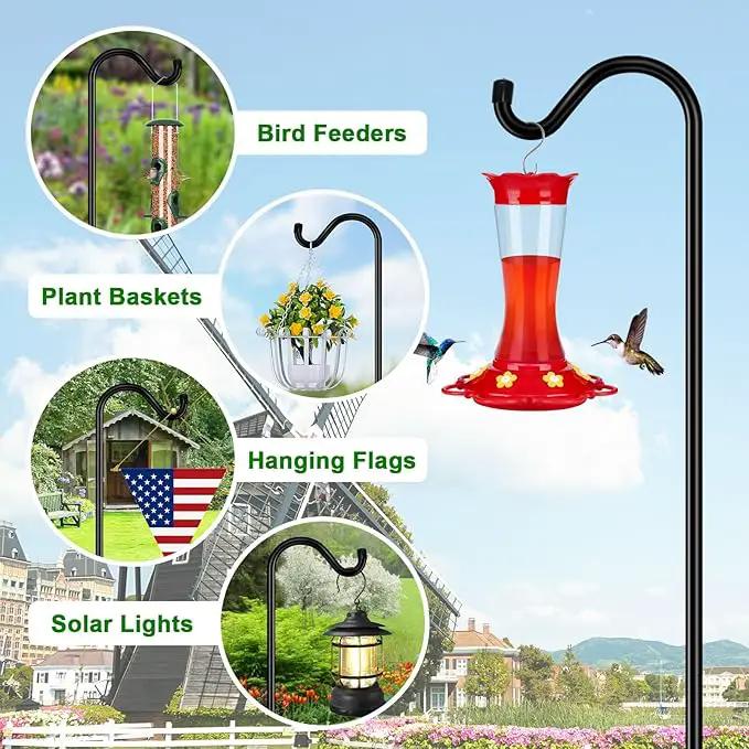 FEED GARDEN Shepards Hooks for Outdoor Bird Feeder Pole 60 Inch Adjustable Tall Heavy Duty Shepherds Hooks for Hanging Plant Baskets, Solar Lights, Wedding Decor, Lanterns, Black (2 Pack) by GreenHaven Gardens