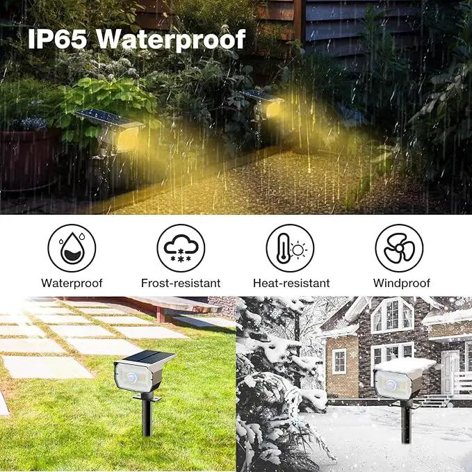 Outdoor Motion Sensor Spot Lights with 3 Modes, 4 Pack/56 LED 2-in-1 Auto On/Off Solar Landscape Lighting for Outside Yard, Wall, Garden, Pathway, Warm White by GreenHaven Gardens