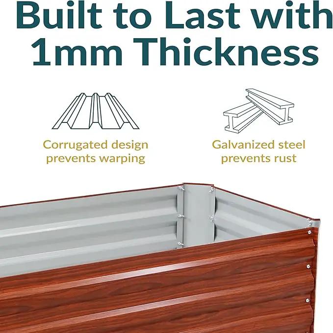 Sunnydaze 11.75" H Raised Metal Garden Bed - Galvanized Raised Garden Bed Outdoor for Vegetables and Flowers - Woodgrain - 4' x 2' Rectangle by GreenHaven Gardens