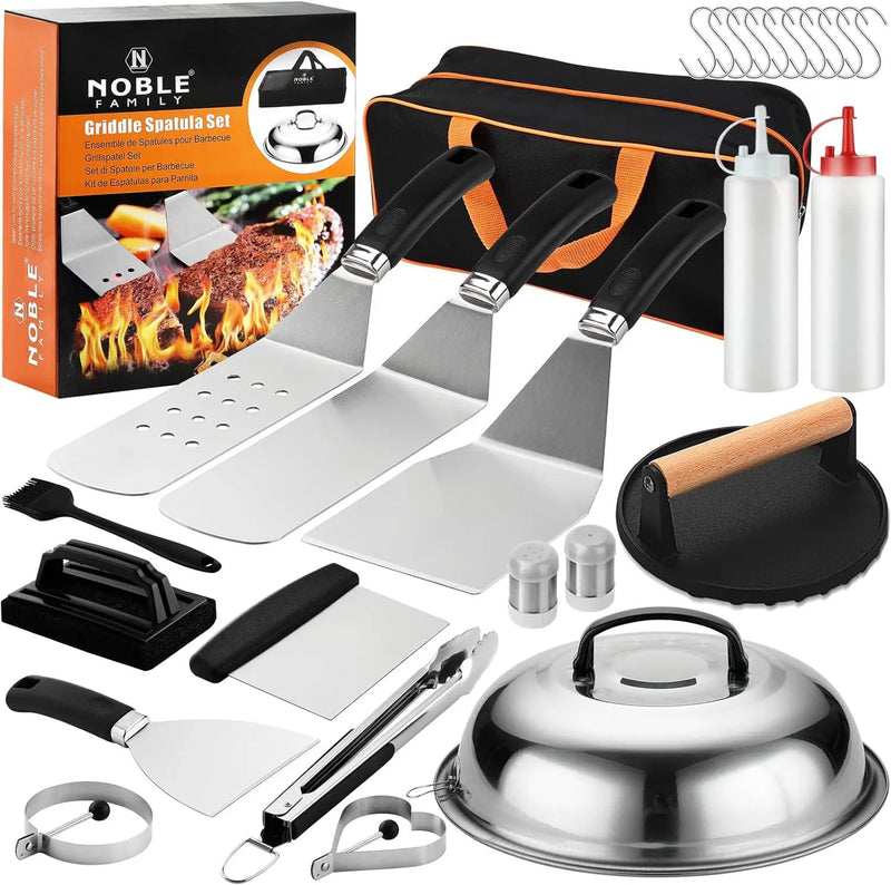 27 PCS Griddle Accessories Kit, Flat Top Grill Accessories Set for Camping, Professional Grill Spatula Set with Melting Dome, Burger Press for Outdoor BBQ Cooking by GreenHaven Gardens