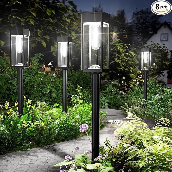 Solar Pathway Lights Outdoor,4 Pack Bright Solar Lights Outdoor,IP65 Waterproof Garden Decor Solar Powered Landscape Lighting for Yard Patio Walkway Driveway Pathway (Cool White) by GreenHaven Gardens