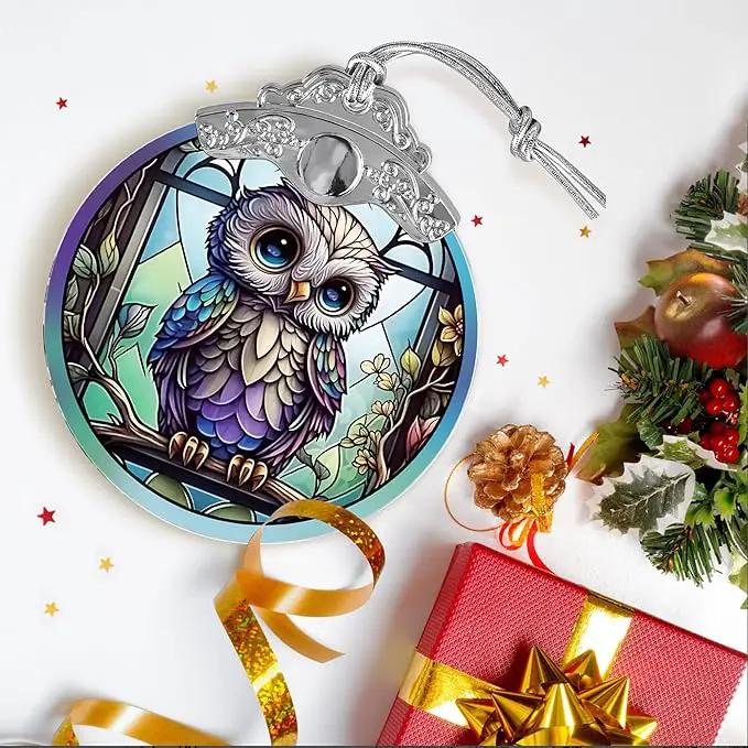 Owl Stained Glass Suncatcher, Jocidea Owl Ornament, Owl Christmas Ornament, Holidays Ornaments, Christmas Tree Ornament, Owl Decor, Gifts for Owl Lovers by GreenHaven Gardens