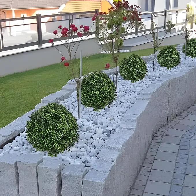 28" Artificial Boxwood Topiary Ball Trees with Ground Spike for Outdoor,Set of 2 UV Resistant Artificial Shrub Bushes,Artificial Plants,Fake Boxwood Plants for Indoor, Garden, Yard,Patio Décor by GreenHaven Gardens