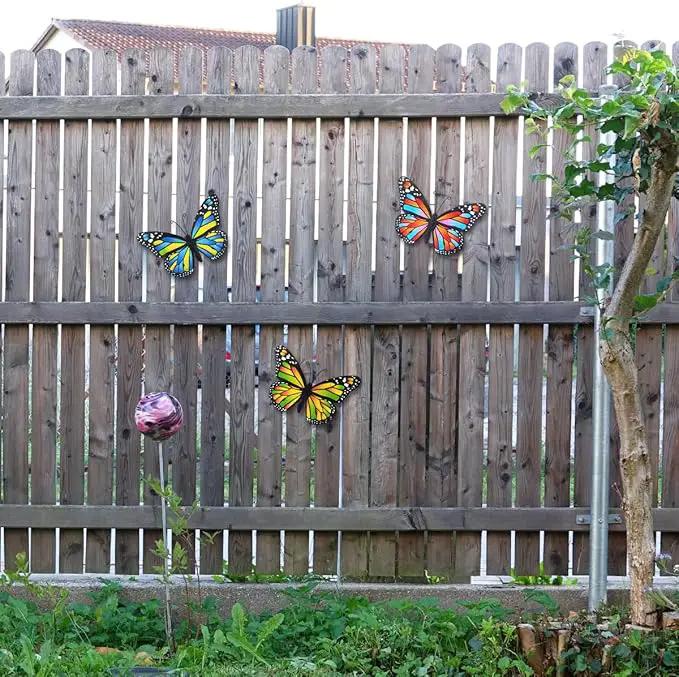 EOORAU 3D Metal Butterfly Wall Decor, Double-sided Pattern Metal Butterflies Wall Hanging Sculpture Decor for Outdoor Fence Patio Yard Garden Tree Decorations, Housewarming Gift by GreenHaven Gardens