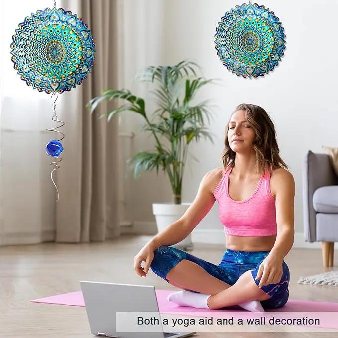 Wind Spinners Peacock Mandala Wind Spinner 3D Hanging Wind Sculpture Creates Mesmerizing Holographic Effect, Outdoor Garden Decor Kinetic Yard Art Decoration, Fun Mandala Gifts for Women Men by GreenHaven Gardens