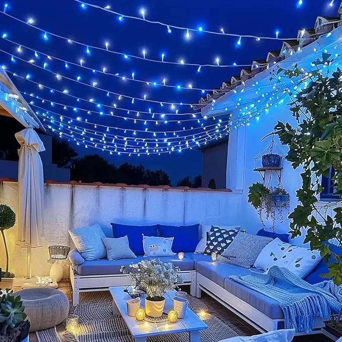 JMEXSUSS Blue and White Christmas Lights Outdoor, 8 Modes 400 LED Christmas String Lights Indoor,132ft LED Lights Plug in for Christmas Tree Party Decorations by GreenHaven Gardens