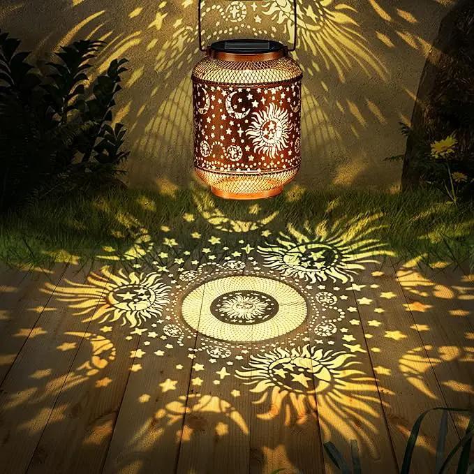 Solar Lanterns Outdoor Garden Decor, Metal Sun Moon Decor Lanterns Birthday Gifts for Women Mom Grandma, Waterproof Hanging Outdoor Solar Lights for Patio, Yard, Lawn, Landscape by GreenHaven Gardens