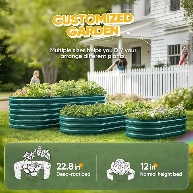 KING BIRD Raised Garden Bed Kit 2025 Upgraded 10-Minute Assembly Galvanized Planter Garden Box Outdoor for Gardening, Vegetables, Flowers, 47x24x12 in, Green by GreenHaven Gardens