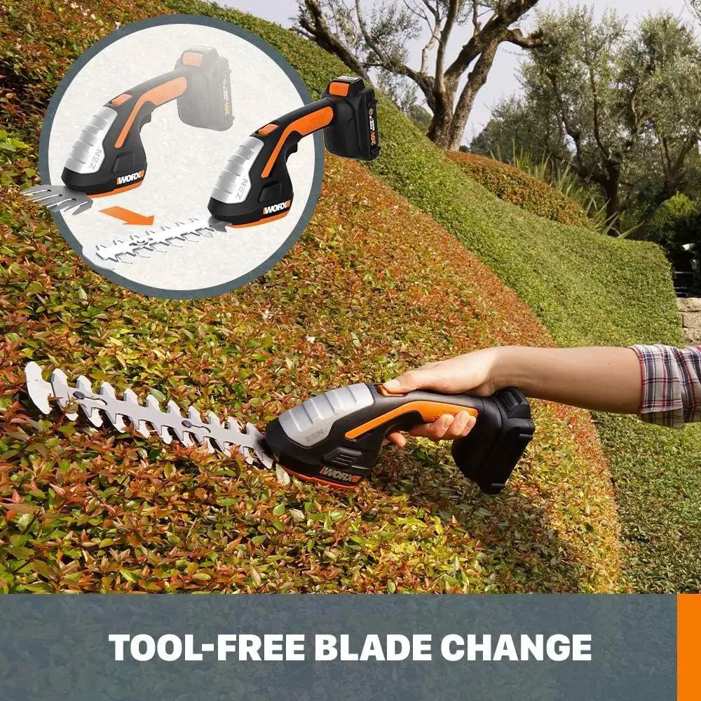 WORX WG801 20V 2 in 1 Cordless Hedge Trimmer, 4" Grass Shear & 8" Shrub Trimmer with 2 Blades, Battery & Charger Included by GreenHaven Gardens