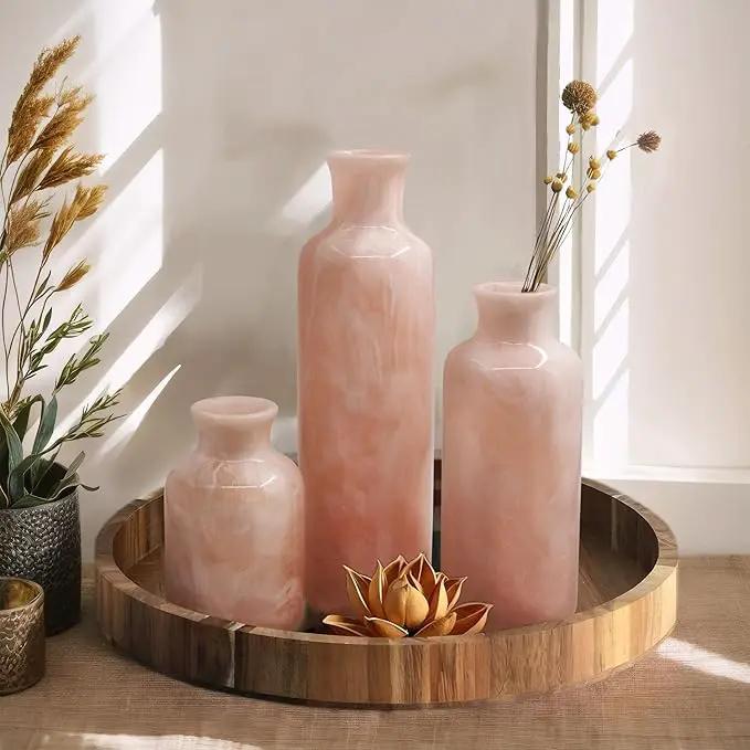 Resin 3 Piece Vase Set, Farmhouse Decor, Home Decorative Vase, Vases for Your Kitchen, Bedroom, Office, Living Room, Bathroom, & Shelf Centerpiece Table Decorations, Pink by GreenHaven Gardens