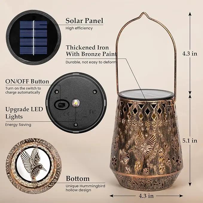 Solar Lanterns Outdoor Decor Waterproof,Hummingbird Hanging Gifts for Women, Mom, Solar Garden Lights Metal Decoration for Outside,Yard, Patio,Garden,Porch,Pool by GreenHaven Gardens
