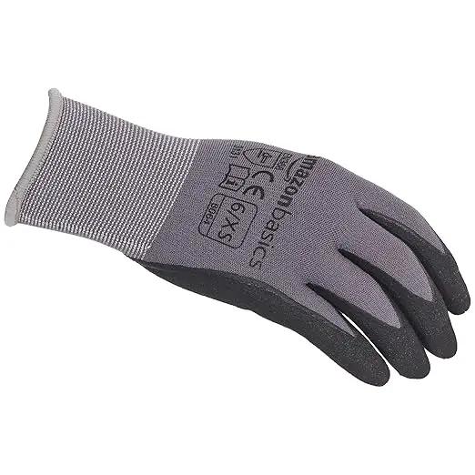 Amazon Basics Micro-Foam Nitrile Coated Work Gloves, Nylon Liner Fiber, Touch Screen, Grey, Size 6/XS, 12-Pair by GreenHaven Gardens
