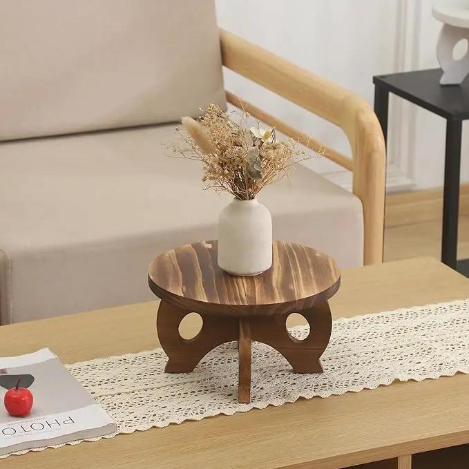 Plant Stand Indoor Wooden Plant Stool Round Stand Risers for Decor Plant Pedestal Stand Farmhouse Rustic Decorative Display Flower Holder Pedestal Board Brown by GreenHaven Gardens