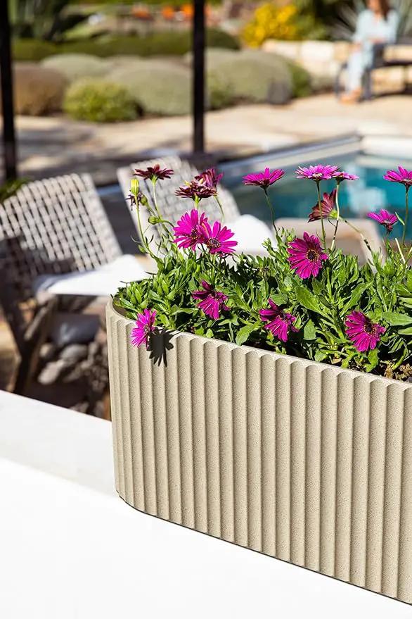Veradek Demi Series Window Box Planter - Long Planter Box for Windowsill/Balcony | Durable Plastic-Stone Composite Material | Modern Décor for Flowers/Herbs by GreenHaven Gardens