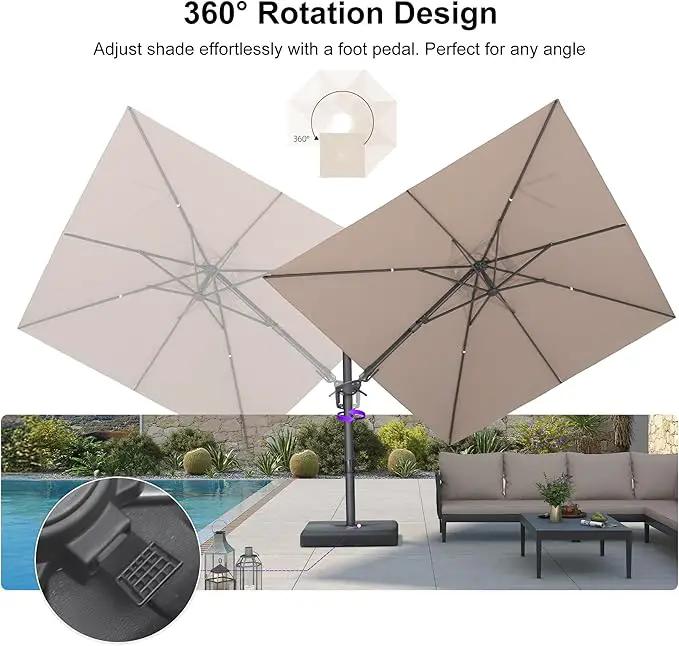 PURPLE LEAF 9' X 12' Left-right Tilting Outdoor Patio Umbrella Swivel Offset Cantilever Heavy Duty Rectangle Aluminum Umbrella with UV Resistant for Deck Pool Patio Backyard, Sand Dune by GreenHaven Gardens