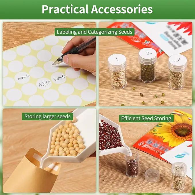 Seed Storage Box, Portable Seed Saving Box, Sturdy Seed Organizer Kit Seed Envelopes Funnel Label, Seed Container for Flower Plants Vegetable Seed, L-120 Slots by GreenHaven Gardens