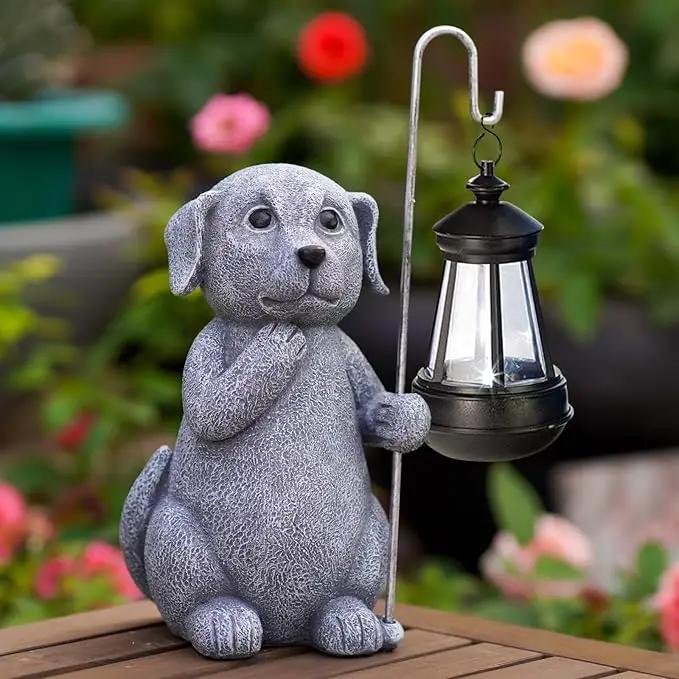 Dog Statue with Solar Lantern - Outdoor Decor Dog Figurines for Garden Lawn Patio Balcony, Outdoor Statues Unique Gifts for Women Moms Grandma by GreenHaven Gardens