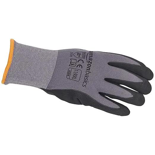 Amazon Basics Micro-Foam Nitrile Coated Work Gloves, Nylon Liner Fiber, Touch Screen, Grey, 11/XXL, 12-Pair by GreenHaven Gardens