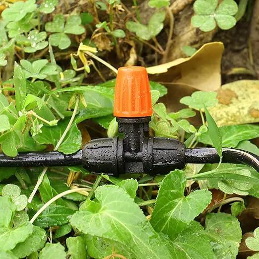 Upgraded Three-Way Atomizing Nozzle for 1/4 Inch Irrigation Tubing, 24 Pcs Adjustable Micro Spray Irrigation Emitters with Integrated 1/4 Inch Tee Fittings for Misting Watering System by GreenHaven Gardens