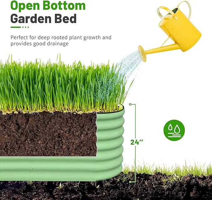 SnugNiture 8x2x2ft Raised Garden Bed Kit, 24" Tall Outdoor Metal Raised Planter Box for Planting Plants Vegetables Flowers Fruits, Green by GreenHaven Gardens