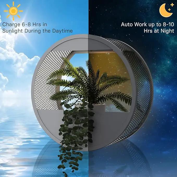Grand patio Outdoor Circular LED Solar Hanging Wall Sconce Planter, with Dusk to Dawn Sensor Decor Wall Lighting for Garage Doorway Patio Yard, Cement Grey (S-Round) by GreenHaven Gardens