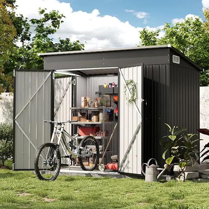 Aoxun 7' x 4' Shed 140 CU.FT Outdoor Waterproof Storage Shed with Triple Lockable Door Garden Metal Tool Shed for Outside by GreenHaven Gardens