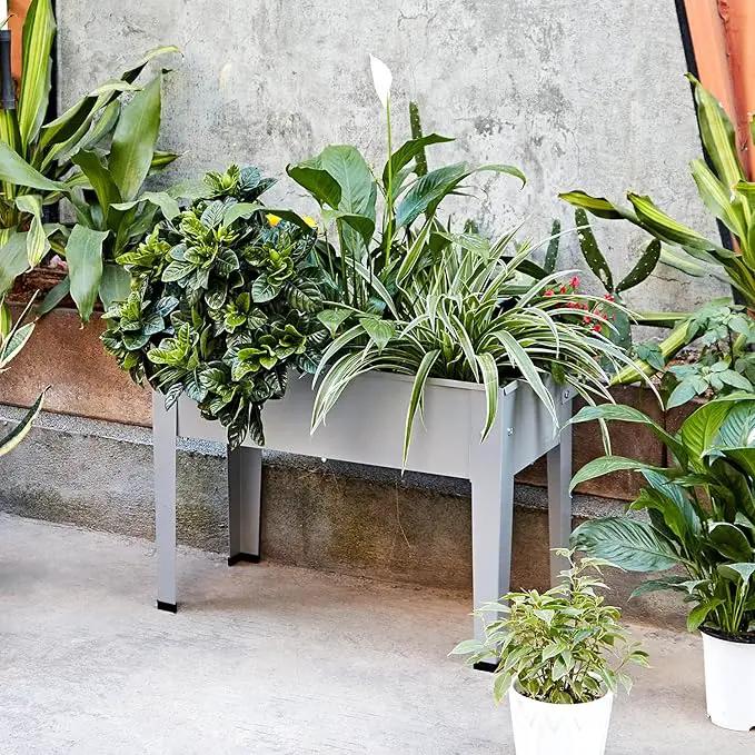 Raised Garden Bed, Garden Raised Planter Box with Legs, Galvanized Garden Planter for Herbs and Vegetables (24" Grey) by GreenHaven Gardens