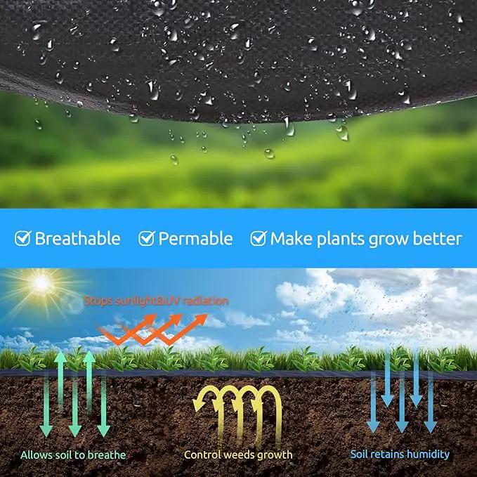3ft x100ft Black Weed Barrier Landscape Premium Fabric-Heavy Duty Woven Ground Cloth with Superior Permeability Weed Control Convenient Design by GreenHaven Gardens