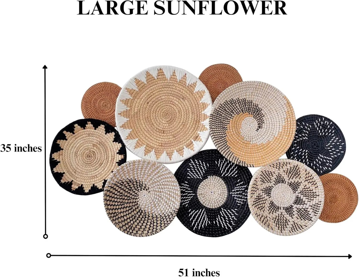 Set of 10 Handcrafted Boho Wall Basket Decor, Wall Hanging Baskets, Decorative Plates for Wall, Handmade from Vietnam Unique Wicker Wall Art Decor by GreenHaven Gardens