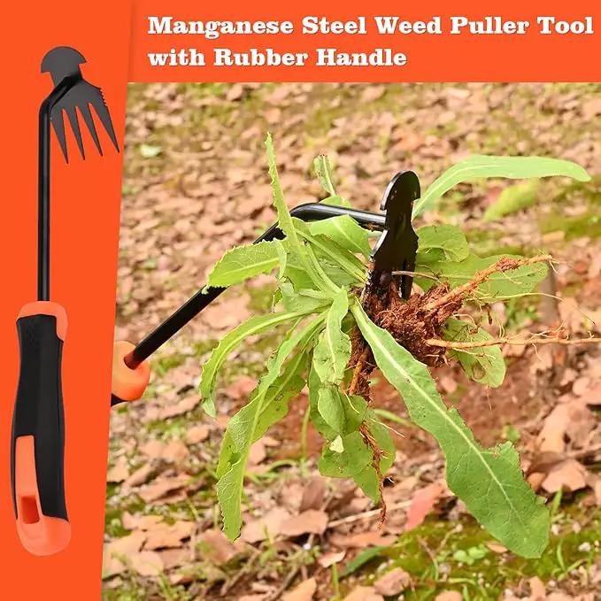 Weed Removal Tool, Portable Garden Weeder Tool，2024 New Manganese Steel Weed Puller Tool with Rubber Handle for Vegetable Gardening Garden Yard Farm Farm Planting & Uprooting Weeding Tool (Black) by GreenHaven Gardens