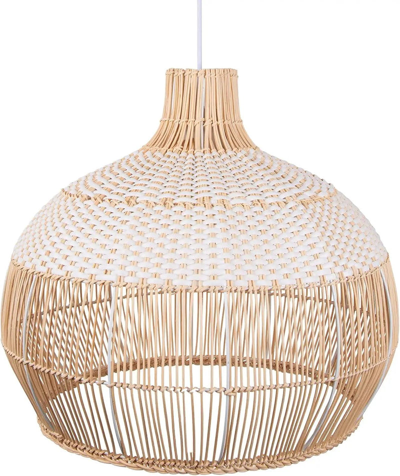 Arturesthome White Rattan Pendant Light for Kitchen Island Sink, Wicker Chandelier, Handmade Woven Hanging Ceiling Light Lampshade by GreenHaven Gardens