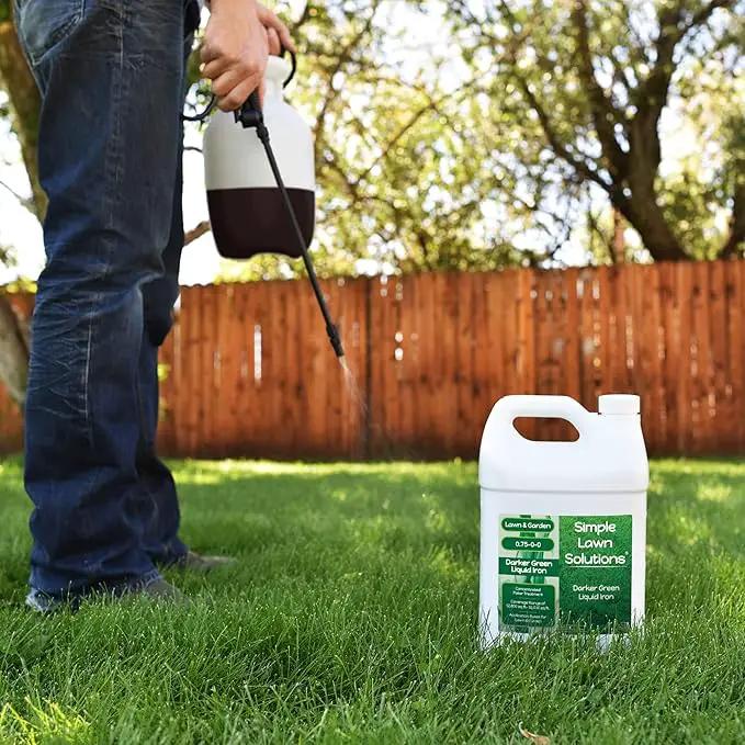 Simple Lawn Solutions - Liquid Iron Fertilizer Darker Green - Chelated Micronutrients - Concentrated Spray Booster for Turf Grass, Indoor Plants and Outdoor Garden (1 Gallon) by GreenHaven Gardens